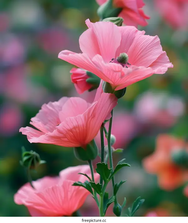 Close Up Pink Flowers in Garden