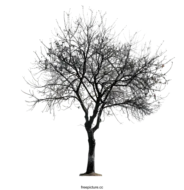 [Transparent Background PNG]Bare Tree Silhouette Against White Background
