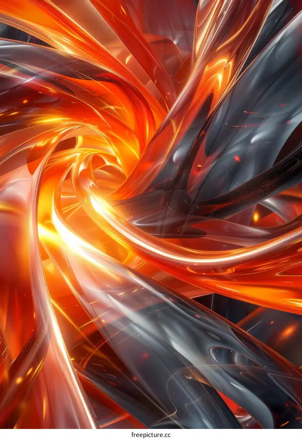 Orange and Grey Swirls Abstract Background