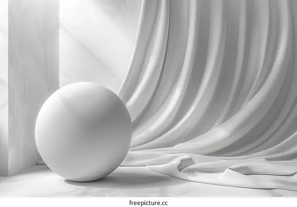 Minimalist Abstract Studio Scene with Sphere and Drapery
