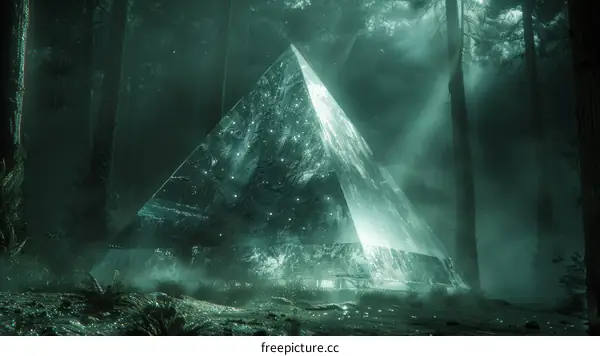 Glowing Pyramid in the Forest