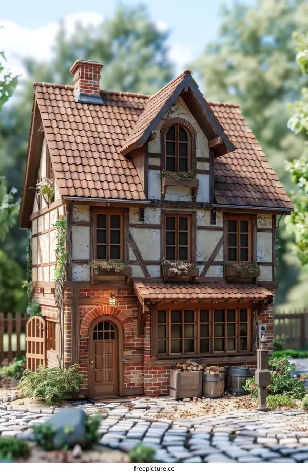 Charming English Cottage with Cobblestone Path