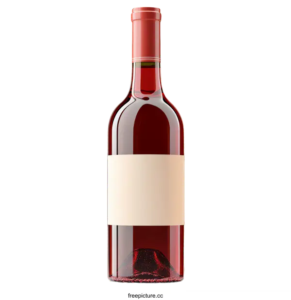 [Transparent Background PNG]Red Wine Bottle Mockup with Blank Label