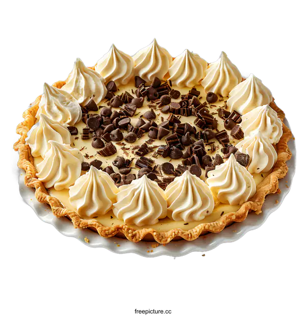 [Transparent Background PNG]Chocolate Chip Cream Pie on White Background