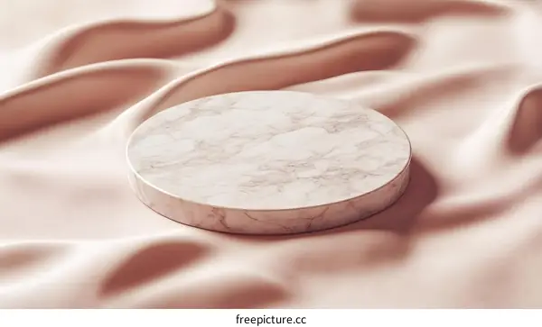 Marble Circle Display Stand on Peach Silk