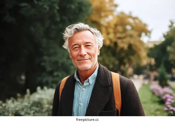 Smiling Senior Man in Park Setting