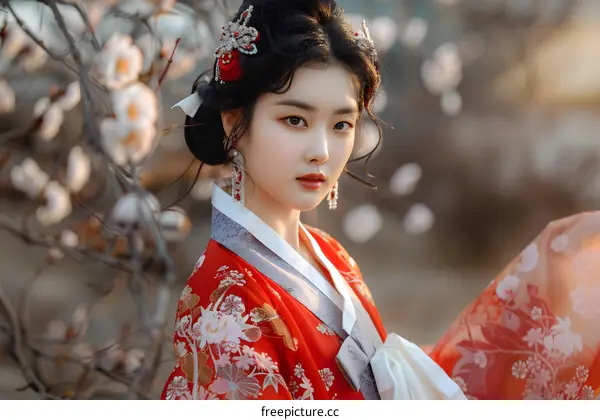 Portrait of a young woman in traditional Chinese clothing