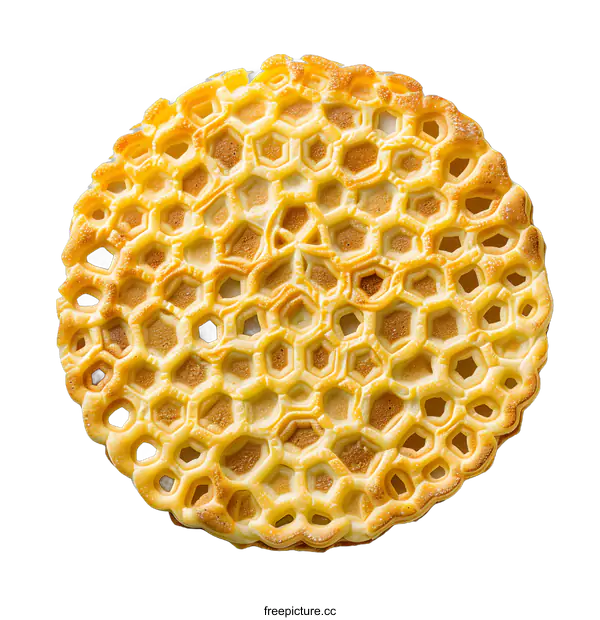 [Transparent Background PNG]Round Honeycomb Patterned Pastry on White Background