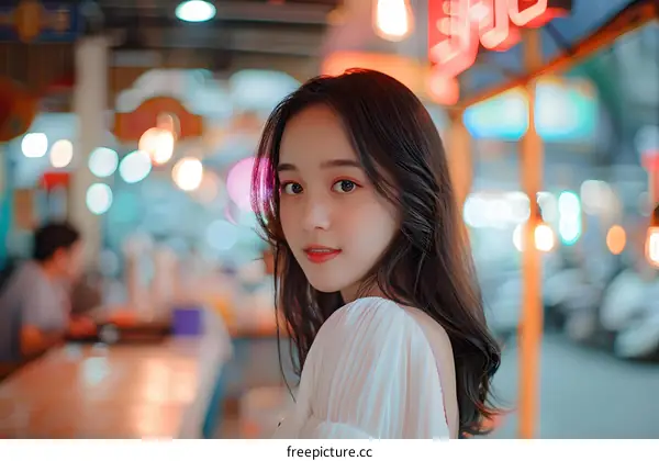 Portrait of a Young Asian Woman in a City Setting