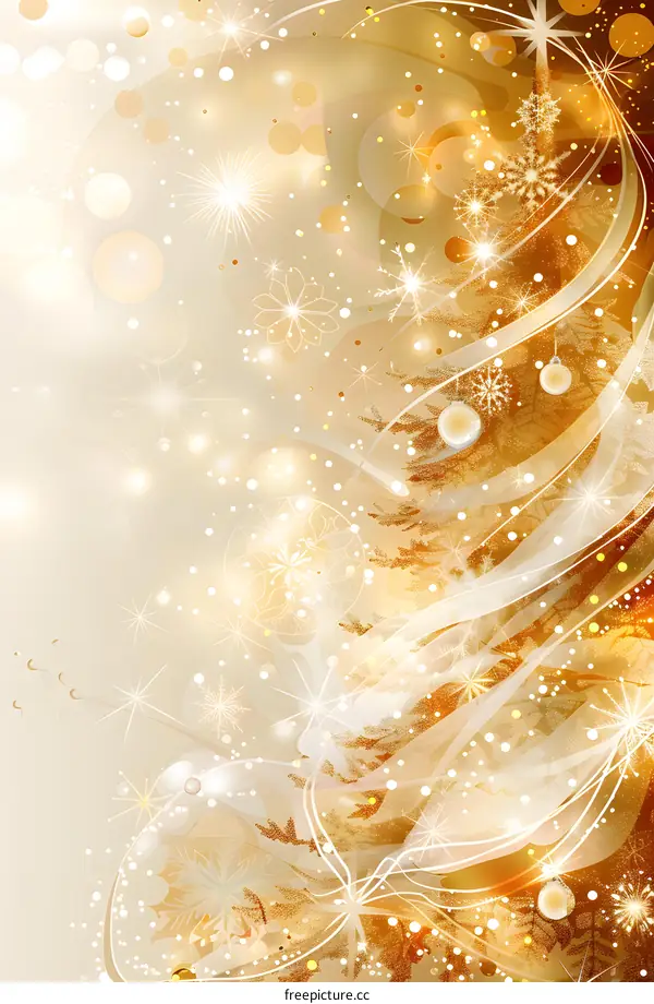 Christmas tree with golden ornaments