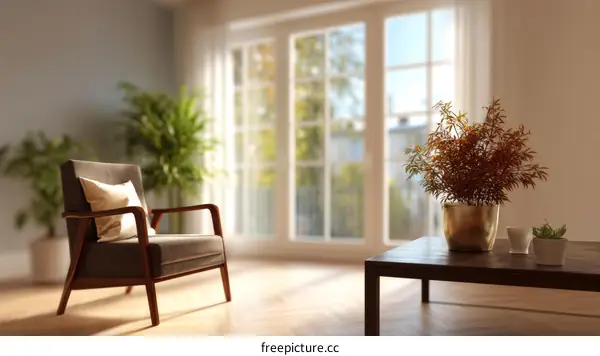 Modern Living Room Interior with a Classic Armchair