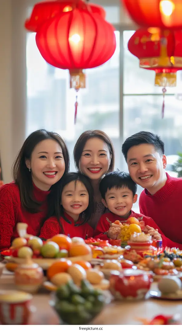 Happy Family Celebrating Chinese New Year