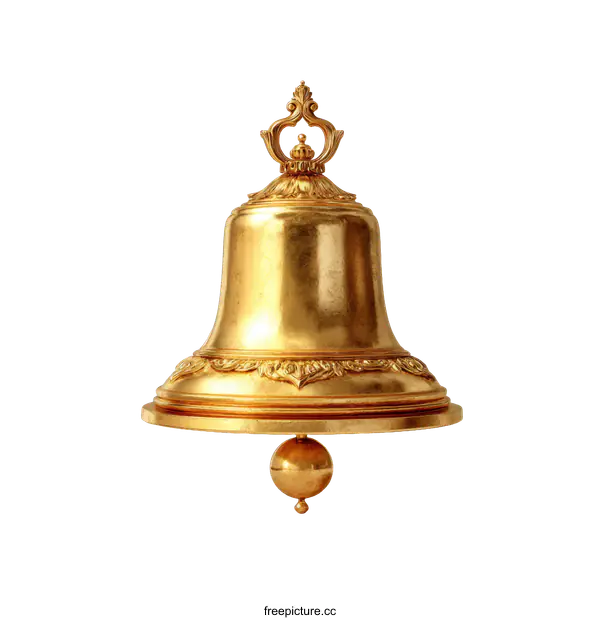 [Transparent Background PNG]Golden Ornate Bell Illustration