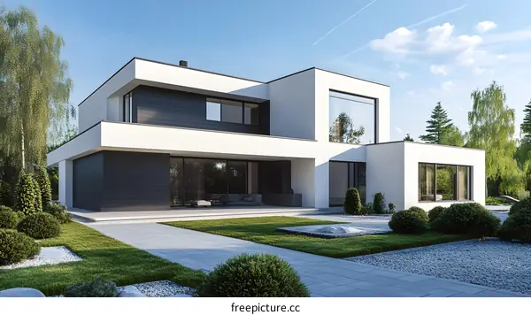 Modern House with Black and White Exterior