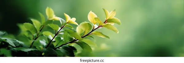 Fresh Green Leaves in Nature Background