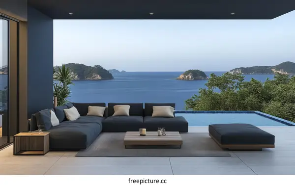 Modern Outdoor Living Area with Ocean View
