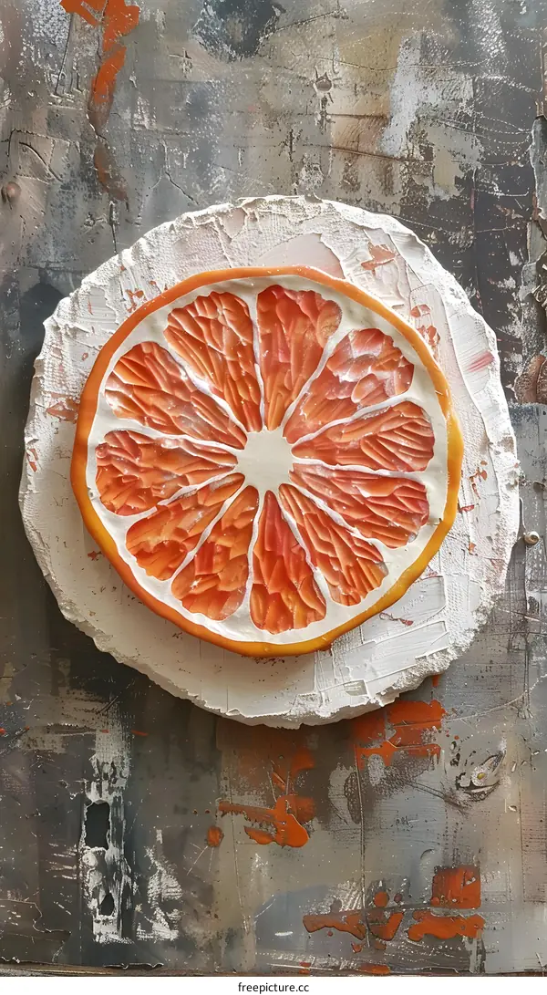 Orange Slice Relief Sculpture On Canvas