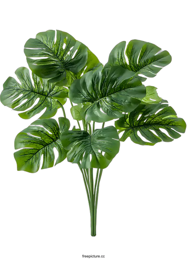 [Transparent Background PNG]Green Monstera Plant Leaves in White Background