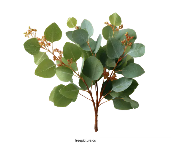[Transparent Background PNG]Eucalyptus Branches Arrangement on White Background