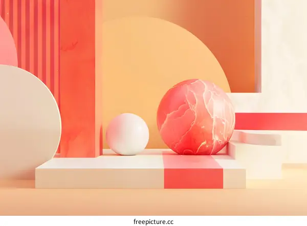 Abstract Geometric Shapes with Warm Colors Background