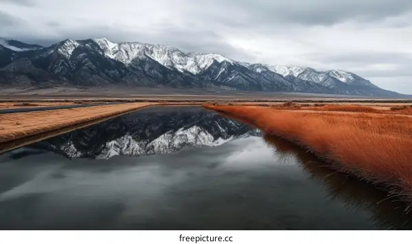 Snowy Mountain Reflection in a Calm River
