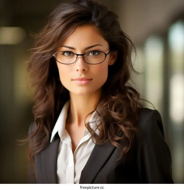 Portrait of a young businesswoman wearing glasses
