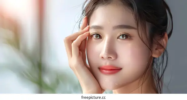 Close Up Portrait of Asian Woman with Soft Skin
