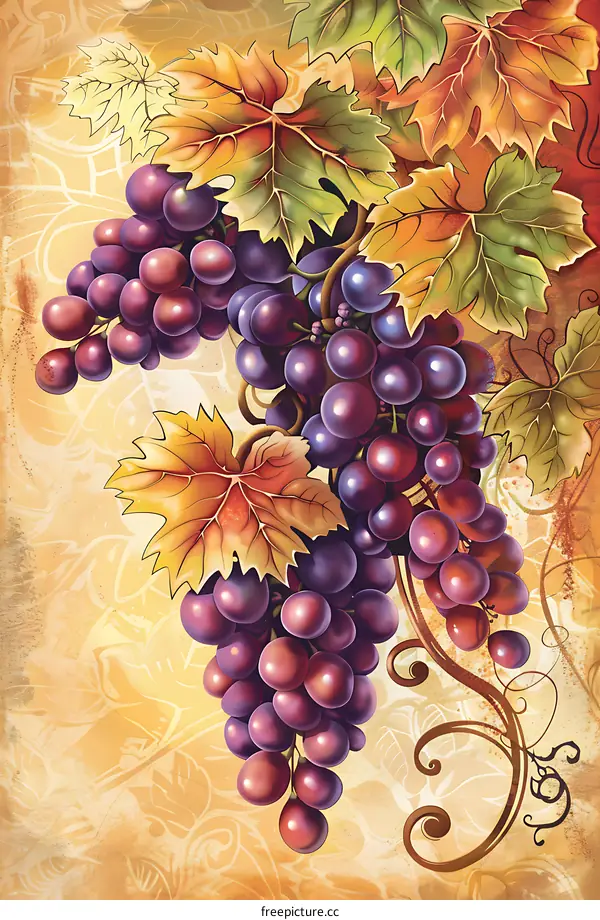 Autumn Grape Vine Illustration