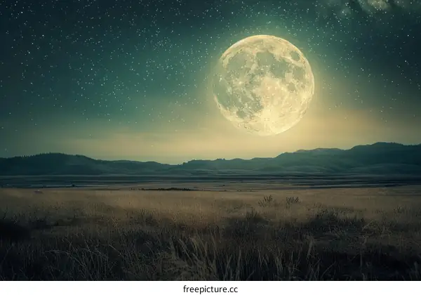 Full Moon Over Field