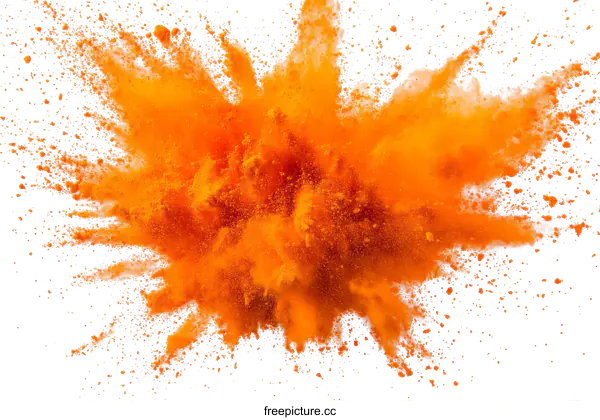 [Transparent Background PNG]Orange Powder Explosion on White Background