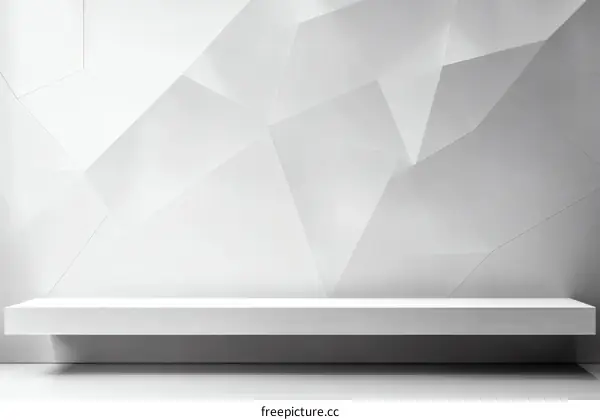 Modern Empty Shelf Against Geometric Wall