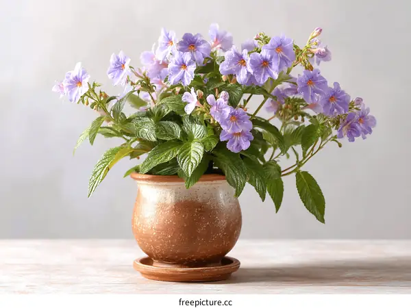 Lilac Flowers in a Terracotta Pot