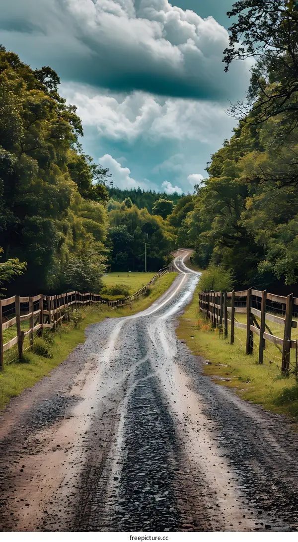 Country road through a forest