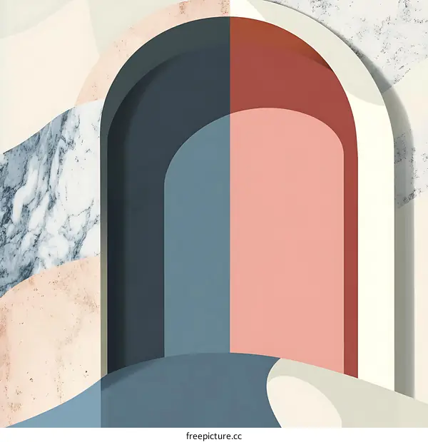 Abstract Geometric Shapes with Marble and Archway Design