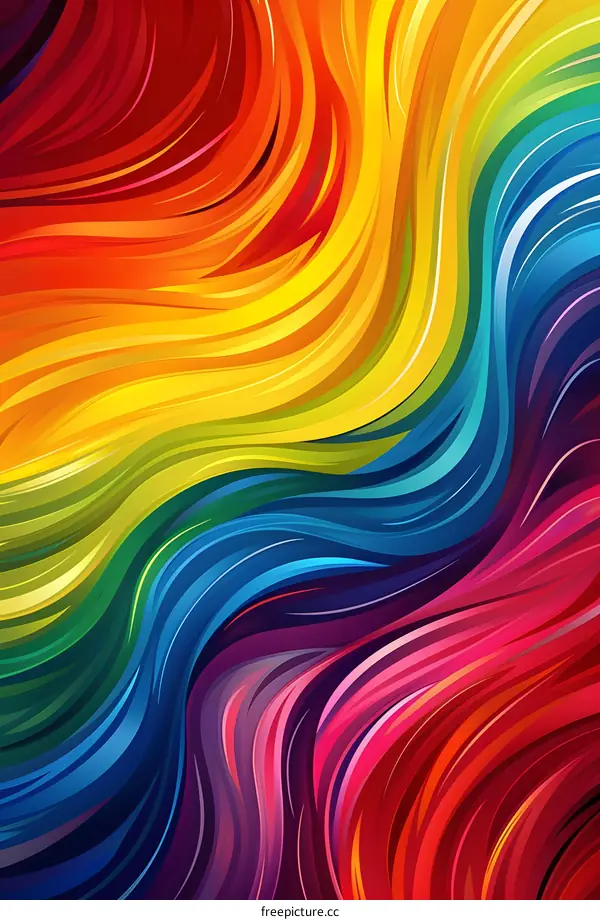 Colorful abstract painting with vibrant waves of color