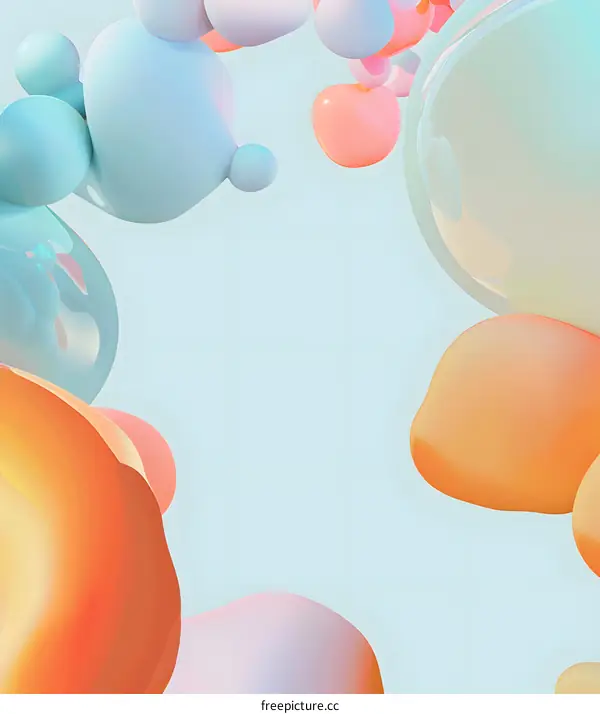 Abstract 3D Colorful Fluid Shapes on Blue Background