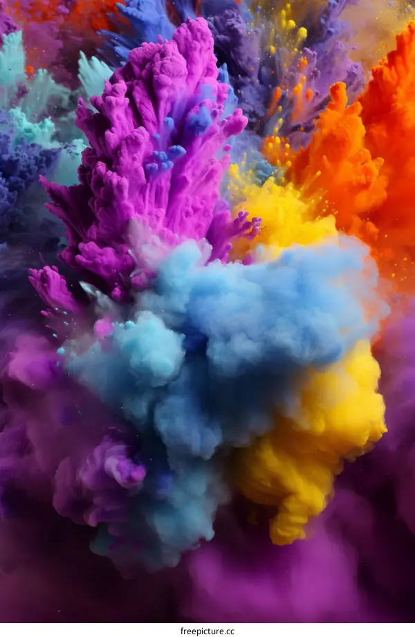 Energetic Colorful Powder Explosion on Black Background