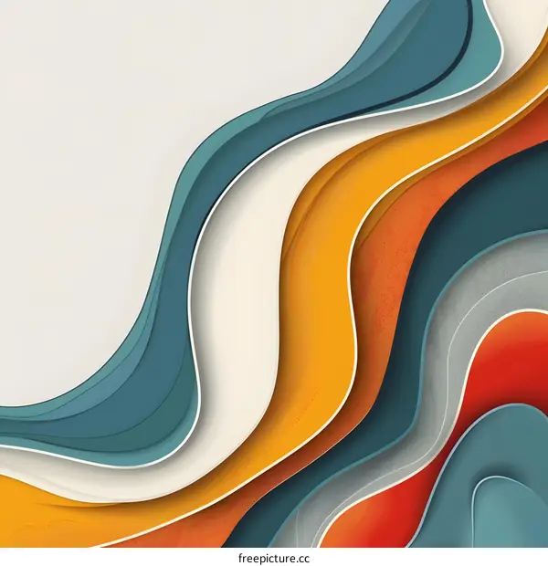 Abstract Paper Cut Art Background With Wavy Lines