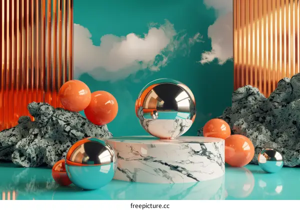 Abstract Geometric Composition with Colorful Balls