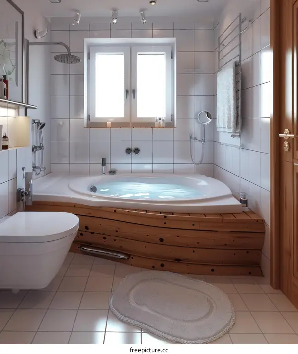 The elegant bathroom is simple and stylish