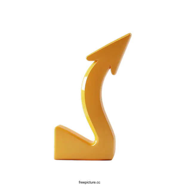 [Transparent Background PNG]3D Rendered Golden Arrow Pointing Upwards