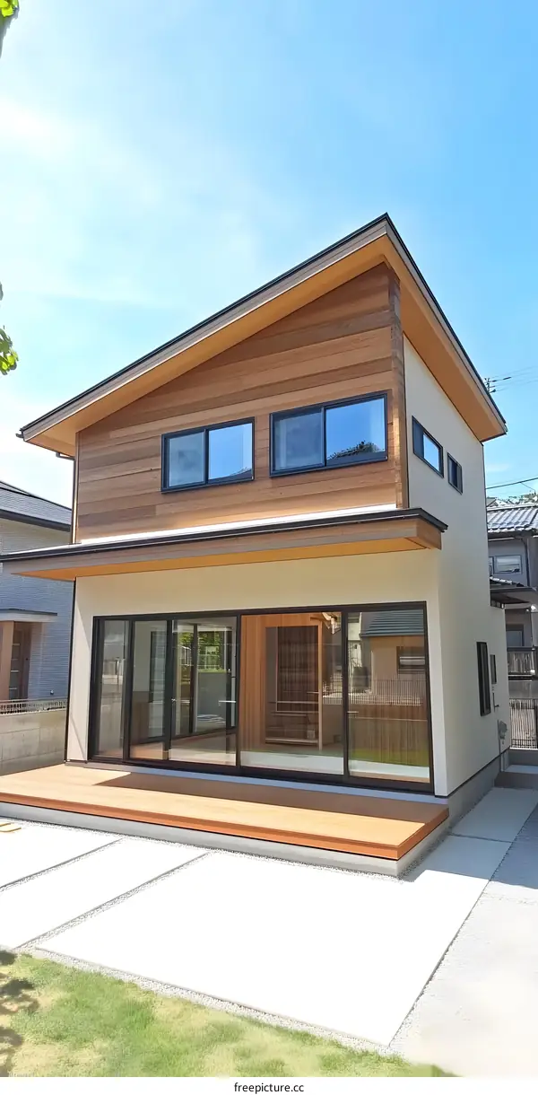 Modern Japanese Style House with Wooden Facade
