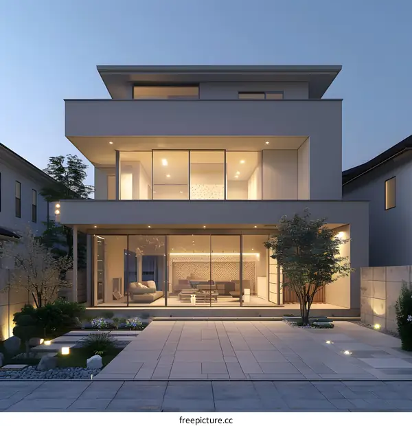 Modern Japanese Home with Large Glass Windows