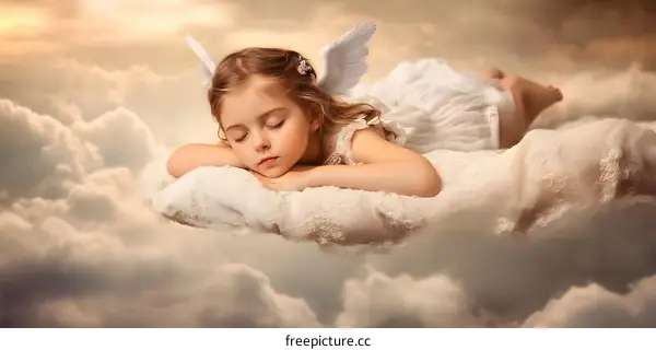 Little Angel Sleeping on Clouds