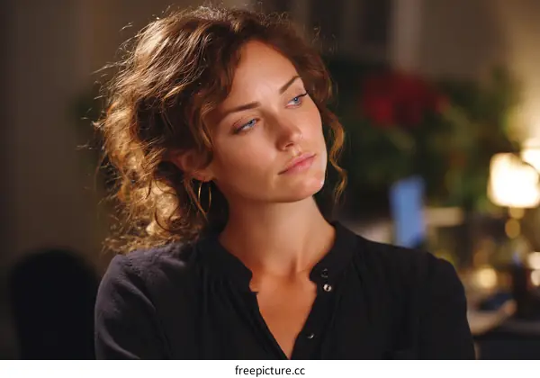 Close-up Portrait of a Thoughtful Woman