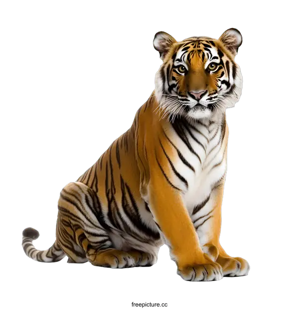 [Transparent Background PNG]Tiger Sitting on White Background