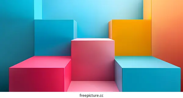 Three-dimensional colorful geometric shapes