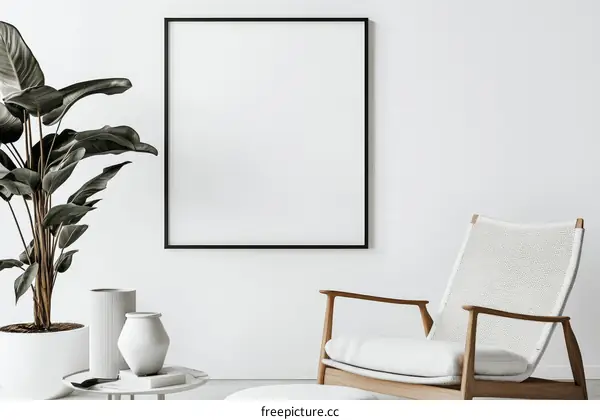 Modern Minimalist Interior Mockup with Blank Frame