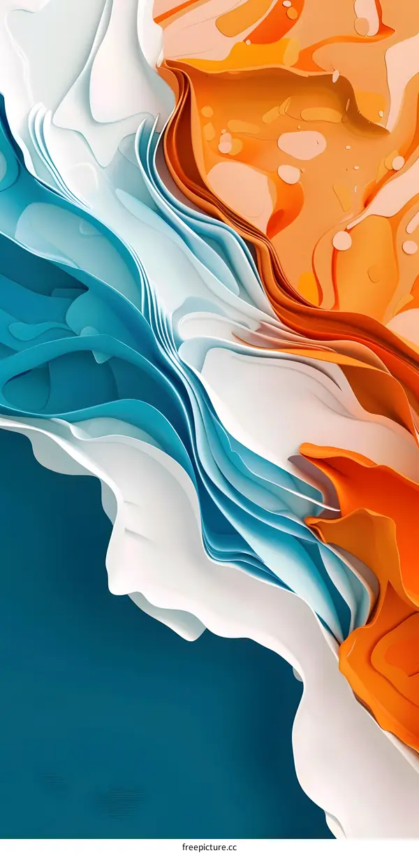 Abstract Blue Orange White 3D Swirling Background