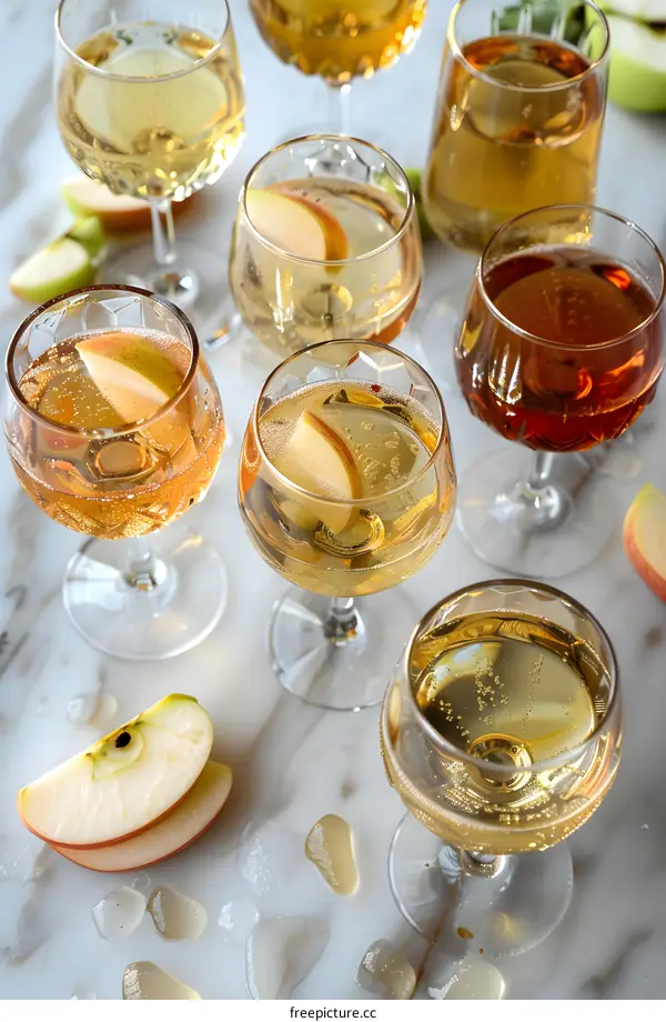 Apple Cider Cocktail with Sliced Apple Garnish